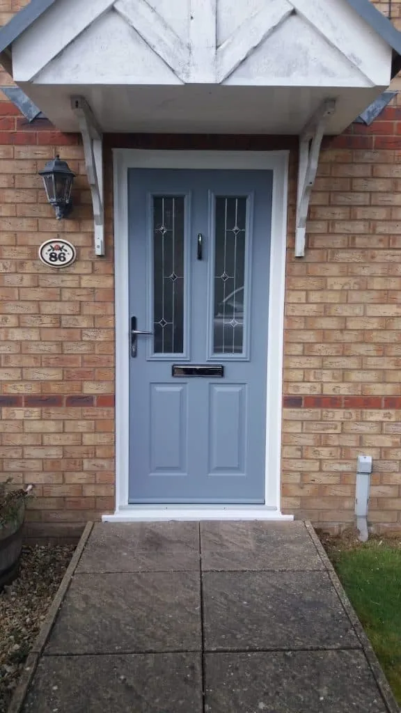 Grey composite front door, real customer installation