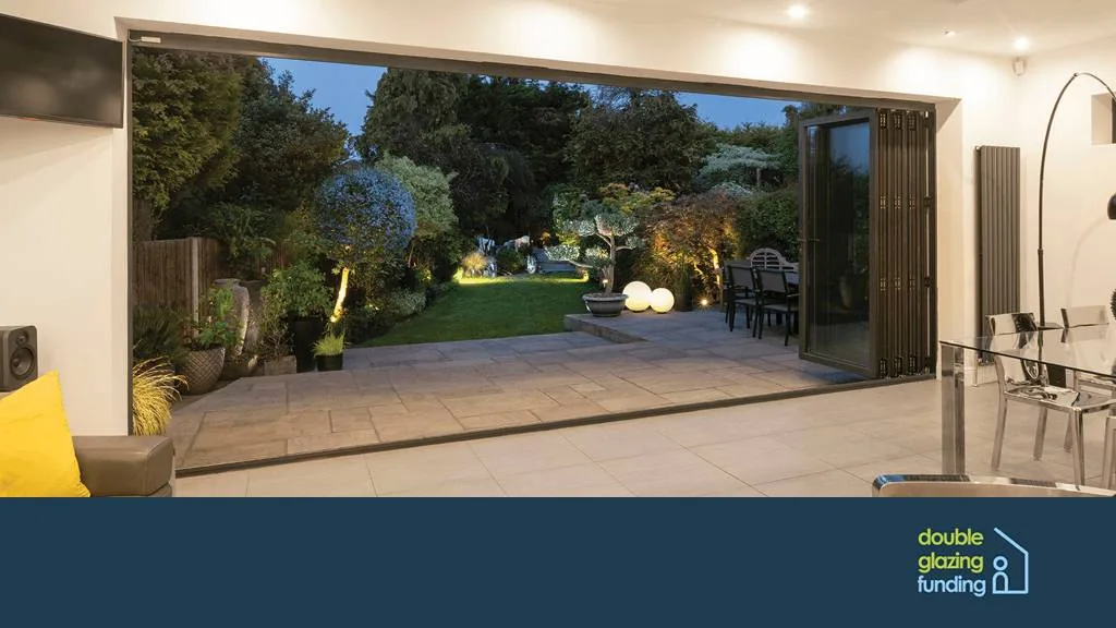 Aluminium bi-fold doors with slim grey frames