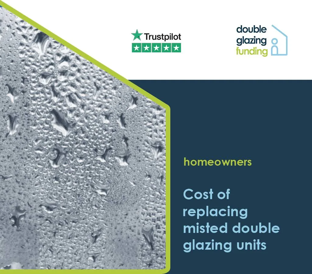 Misted double glazing unit with condensation between the panes