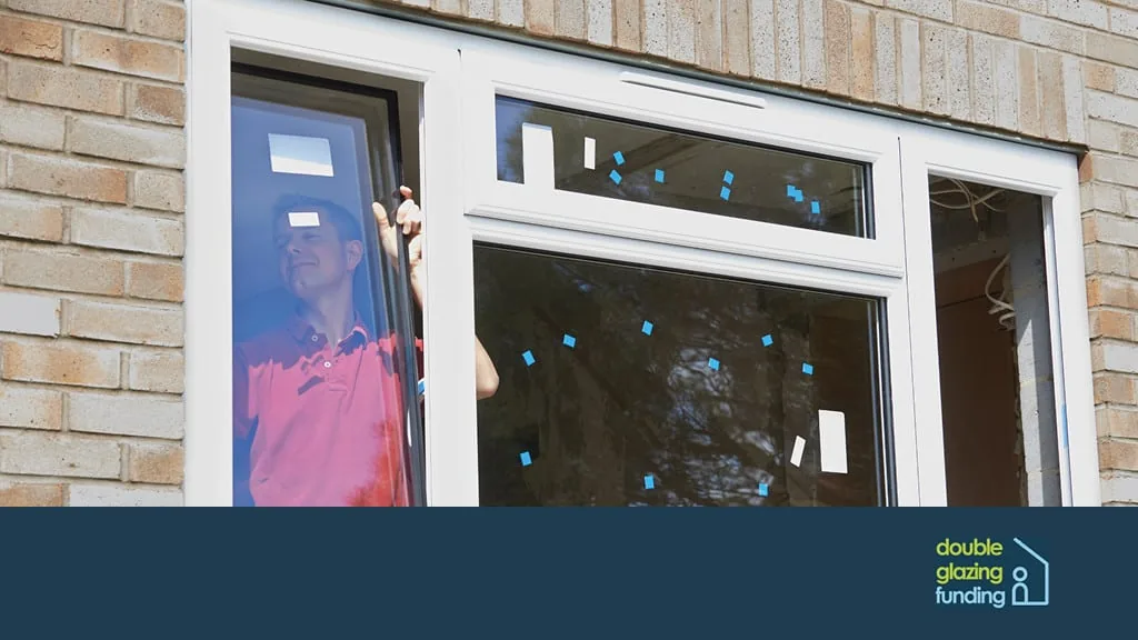 A window fitter installing a double glazed unit