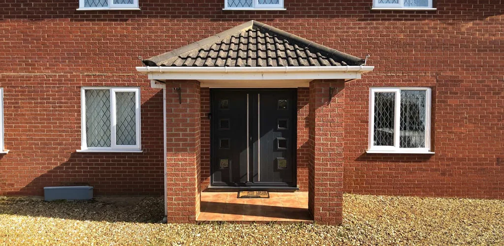 Secure modern double glazed front doors on a UK home