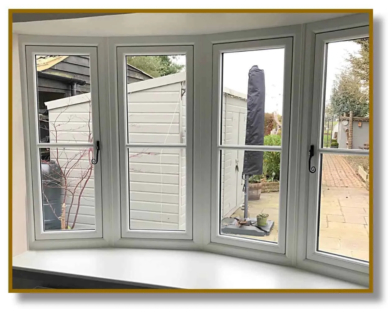 Internal view of double glazing in a bright living space