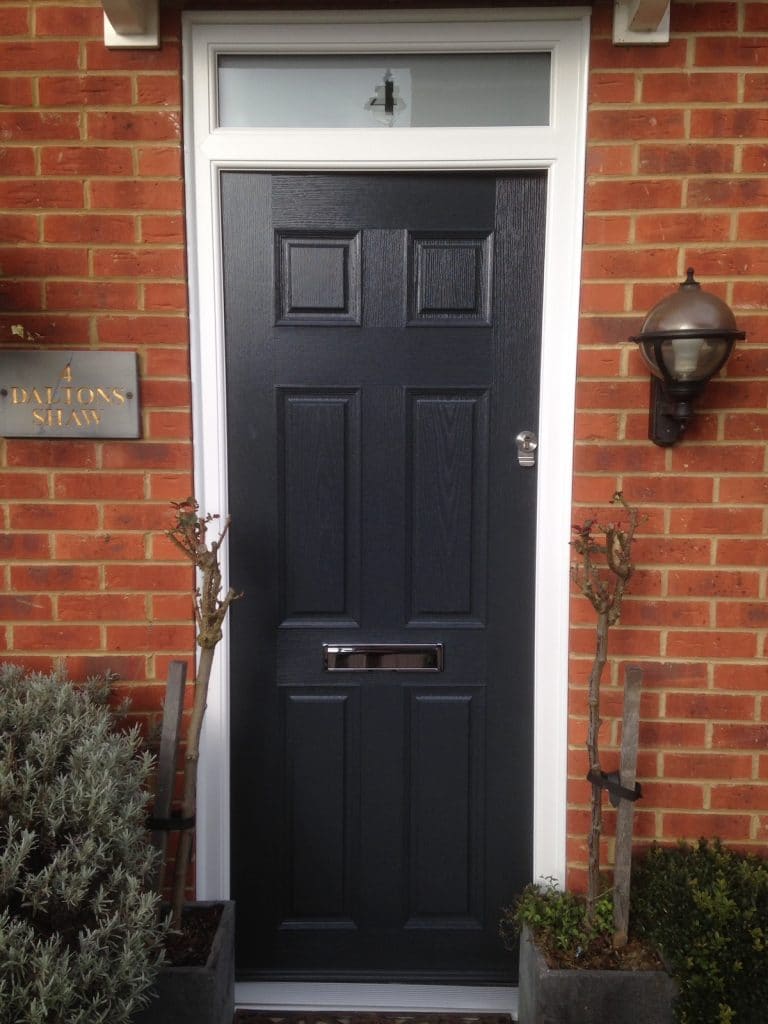 Black composite door installed by Double Glazing Funding