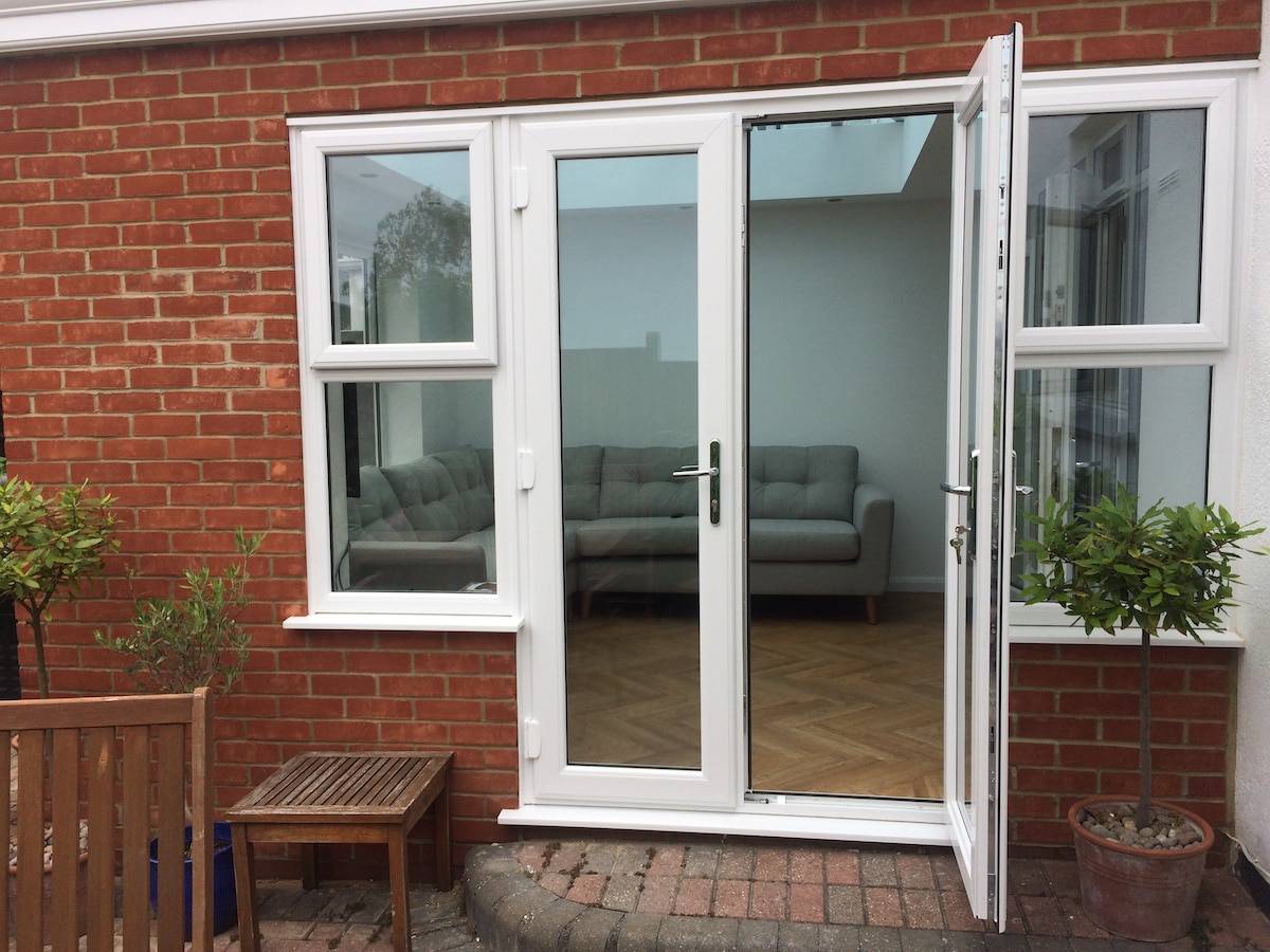 French doors with side windows