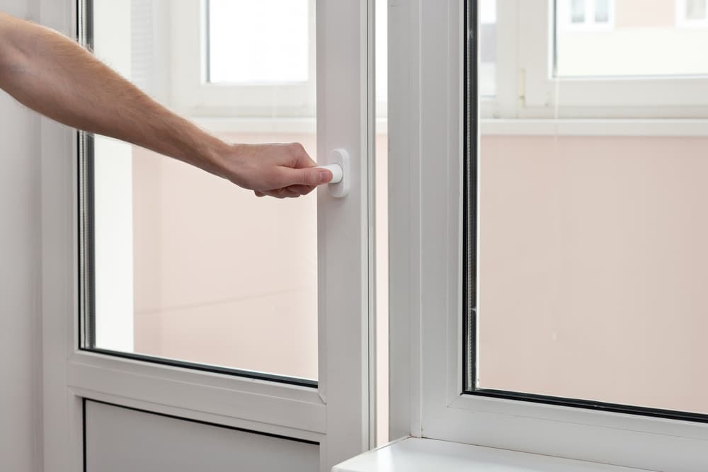 A uPVC door being opened