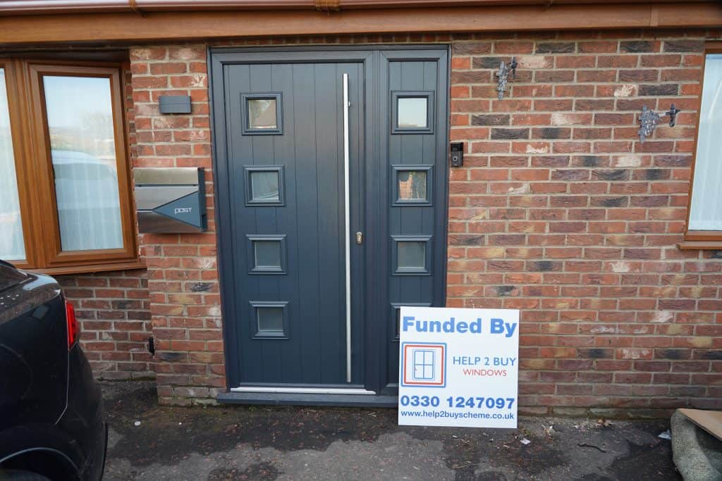 Composite door with side panel, anthracite grey